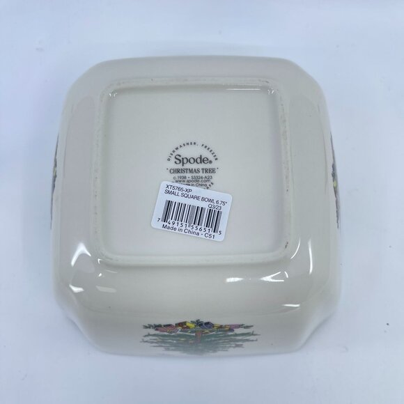 spode christmas tree small square bowl ceramic holiday dish - Picture 4 of 5